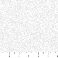 Basically Black and White Quilt Fabric - Fronds in White - 10723-10