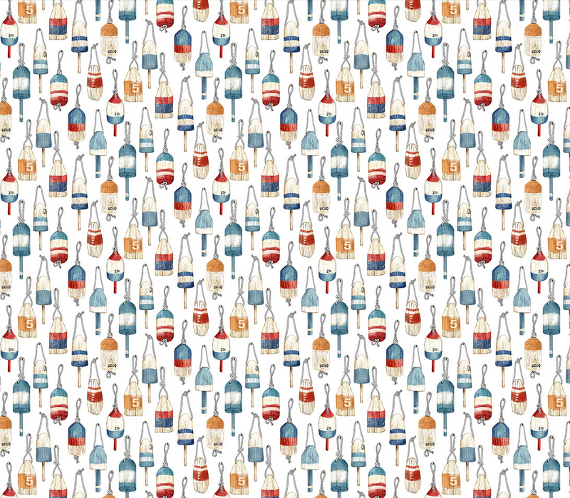 Beach Therapy Quilt Fabric - Buoys in Off White/Multi - 25470-11