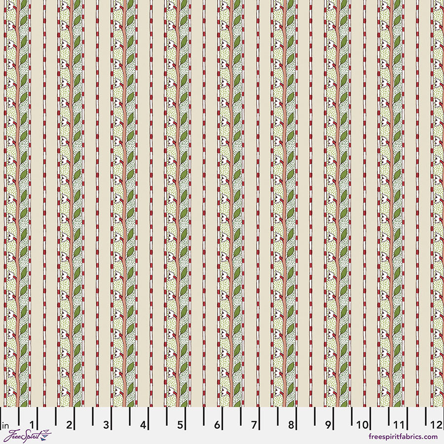 Bedford Park Quilt Fabric by Morris Co - Daffodil Stripe in Ivory - PWWM141.IVORY