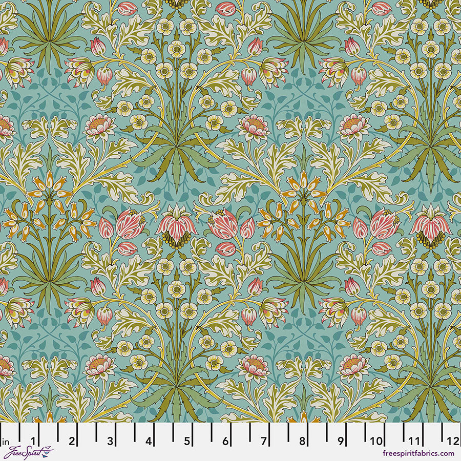 Bedford Park Quilt Fabric by Morris Co - Hyacinth in Mineral Multi - PWWM143.MINERAL