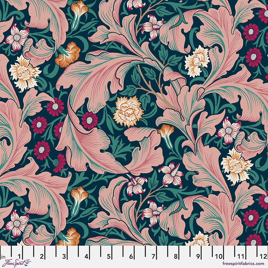 Bedford Park Quilt Fabric by Morris Co - Leicester in Teal - PWWM086.TEAL