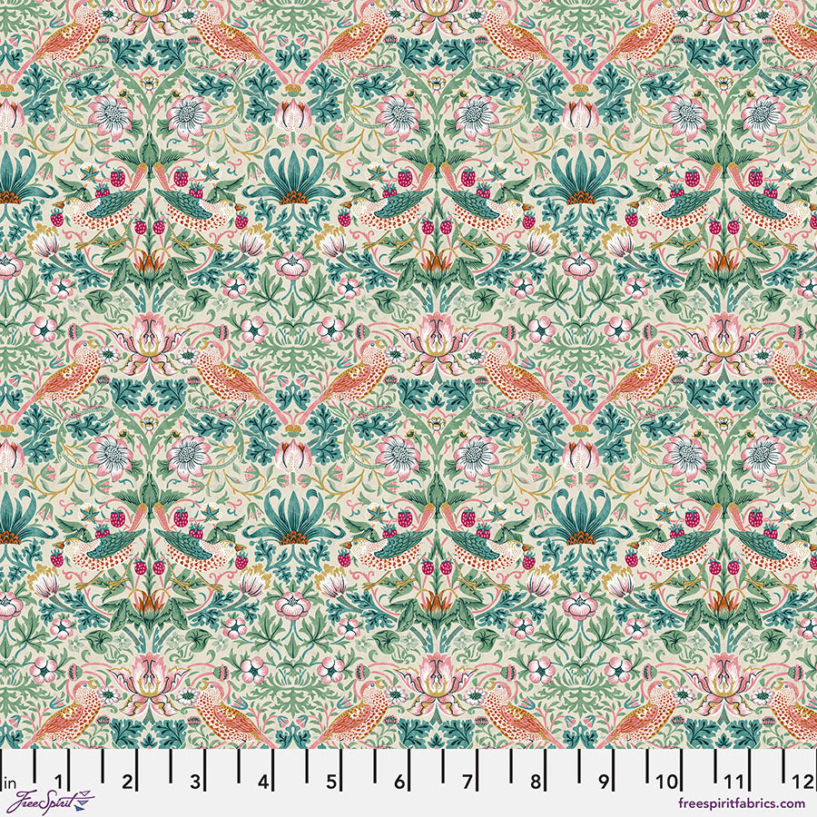 Bedford Park Quilt Fabric by Morris & Co - Mini Strawberry Thief in Mineral Multi - PWWM002.MINERAL