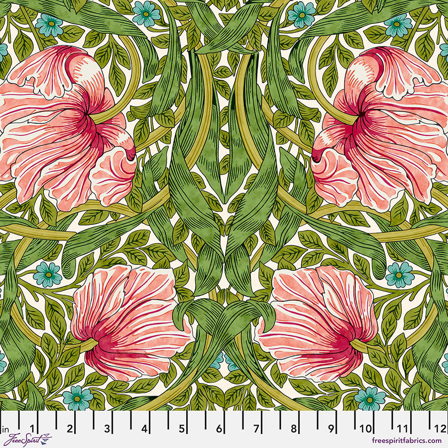 Bedford Park Quilt Fabric by Morris & Co - Pimpernel in Green - PWWM024.GREEN