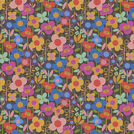 Bee Beary Happy Quilt Fabric - Floral in Brown - 2600 31676 A