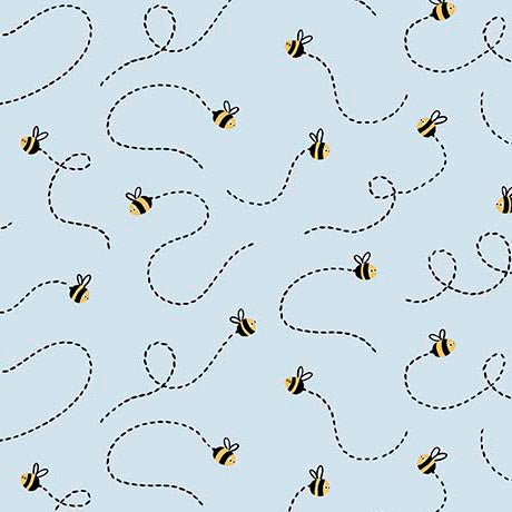 Bee Kind and Curious Quilt Fabric - Bee Swirl in Dusty Blue - 2600 31240 B