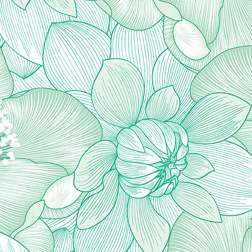 Begins with Mum Quilt Fabric - Poppies in Mint Green - 13691-04
