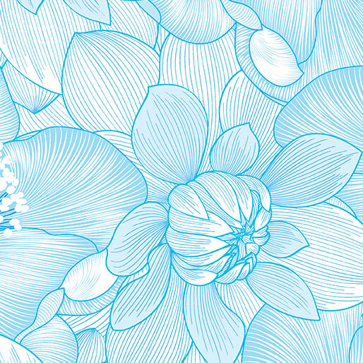 Begins with Mum Quilt Fabric - Poppies in Water Blue - 13691-05