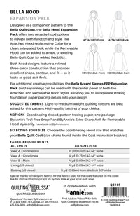 Bella Quilt Coat Hood Expansion Pack Pattern from By Annie/Quilting Elissa  - QE105