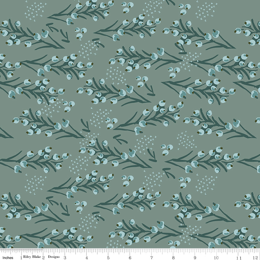 Bellissimo Gardens Quilt Fabric - Berries in Teal - C13832-TEAL