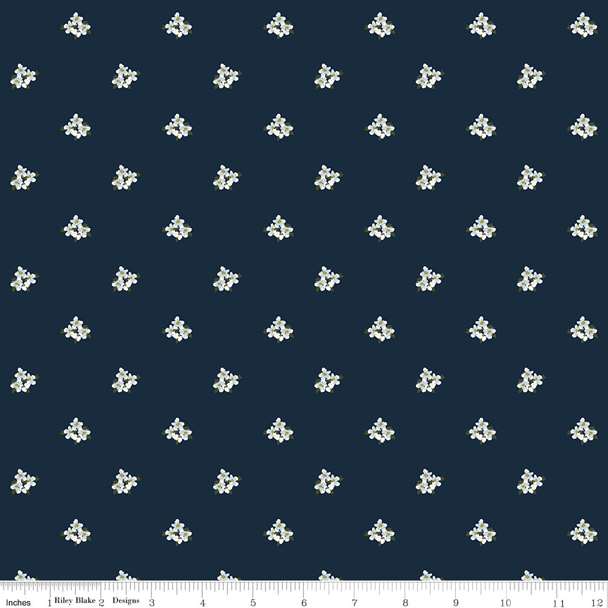 Bellissimo Gardens Quilt Fabric - Ditsy Floral in Midnight Blue - C13833-MIDNIGHT
