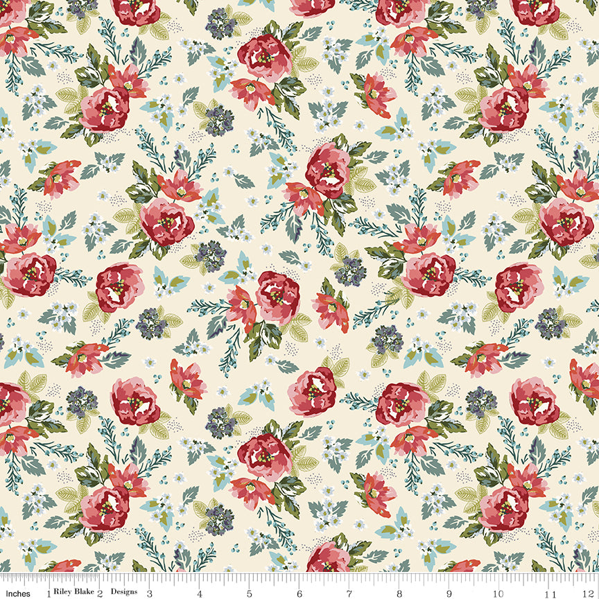 Bellissimo Gardens Quilt Fabric - Floral in Cream - C13831-CREAM
