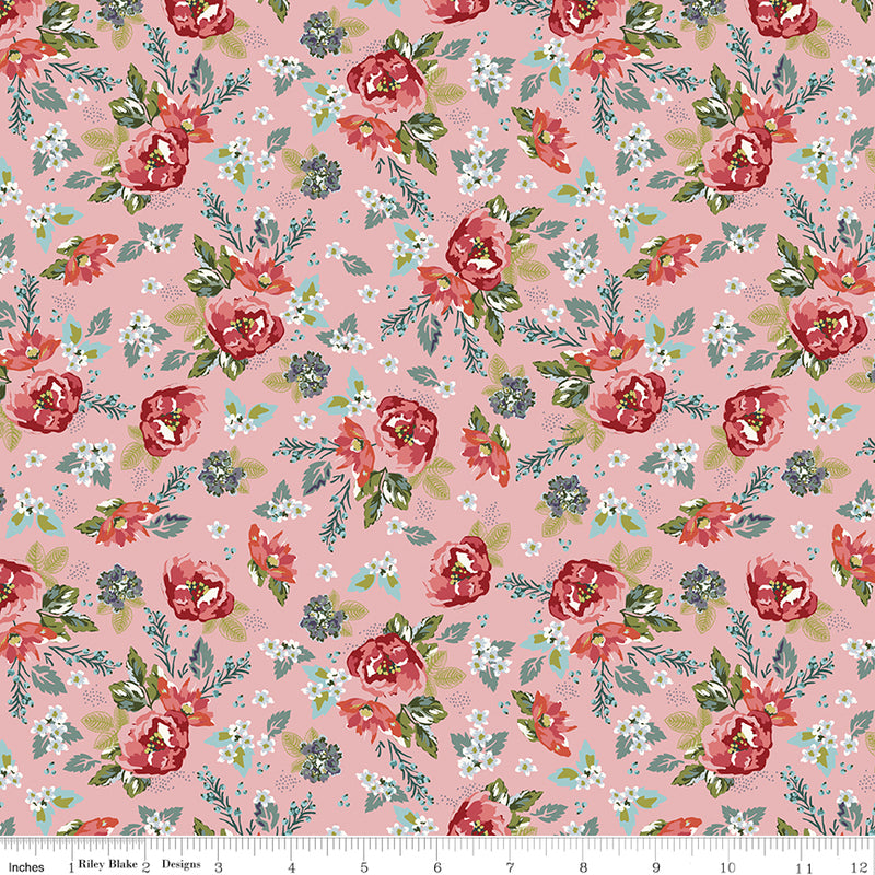 SALE Heartfelt Ditsy C13497 Ruby - Riley Blake Designs - Floral Flowers Pin  Dots - Quilting Cotton Fabric