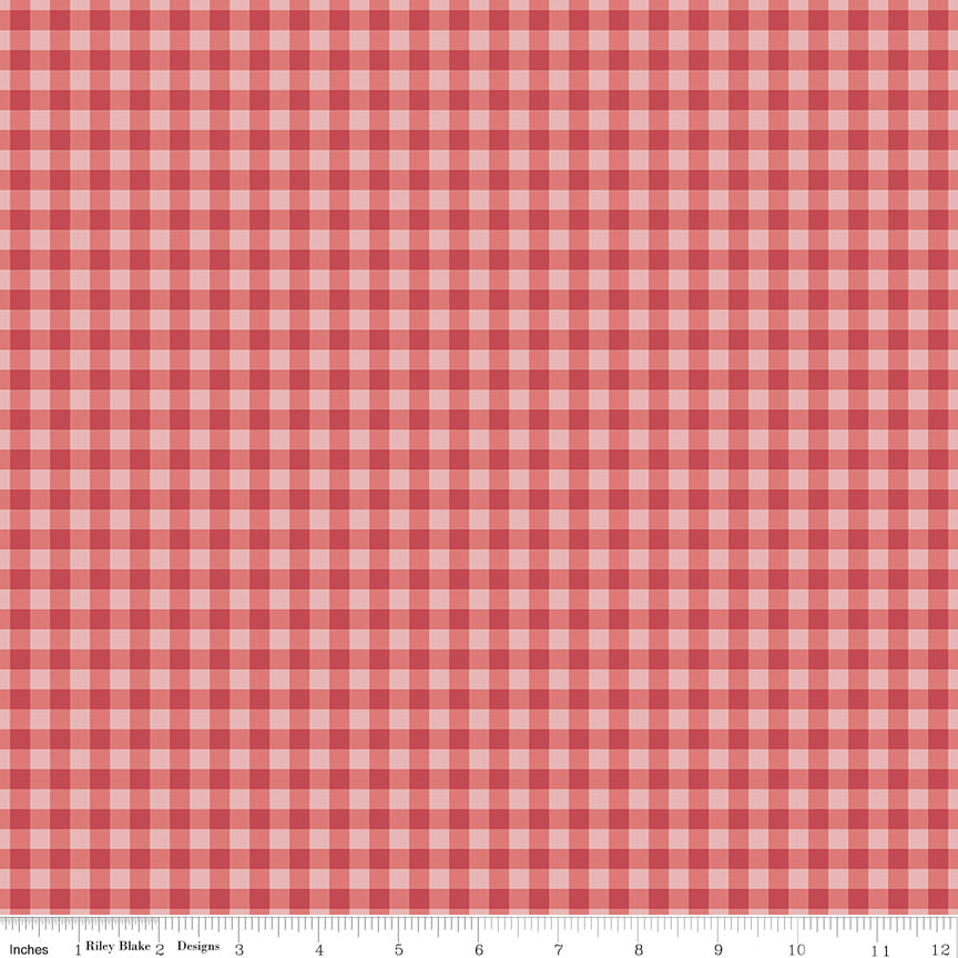 Bellissimo Gardens Quilt Fabric - Gingham in Red - C13835-RED