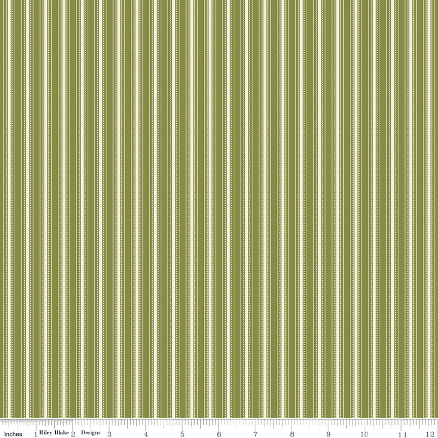 Bellissimo Gardens Quilt Fabric - Stripe in Green - C13834-GREEN