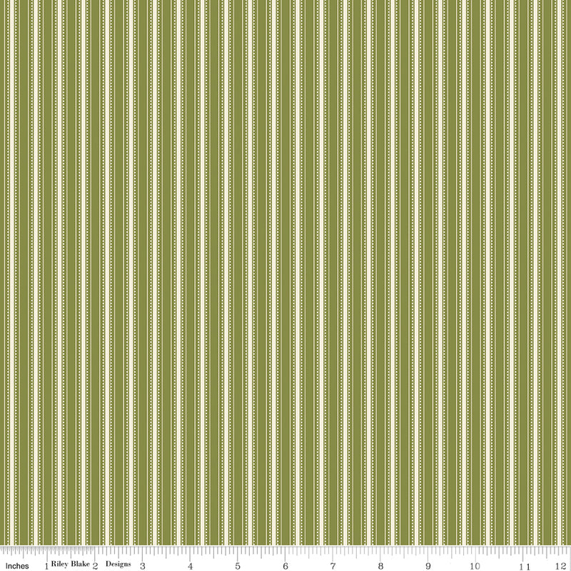 Bellissimo Gardens Quilt Fabric - Stripe in Green - C13834-GREEN