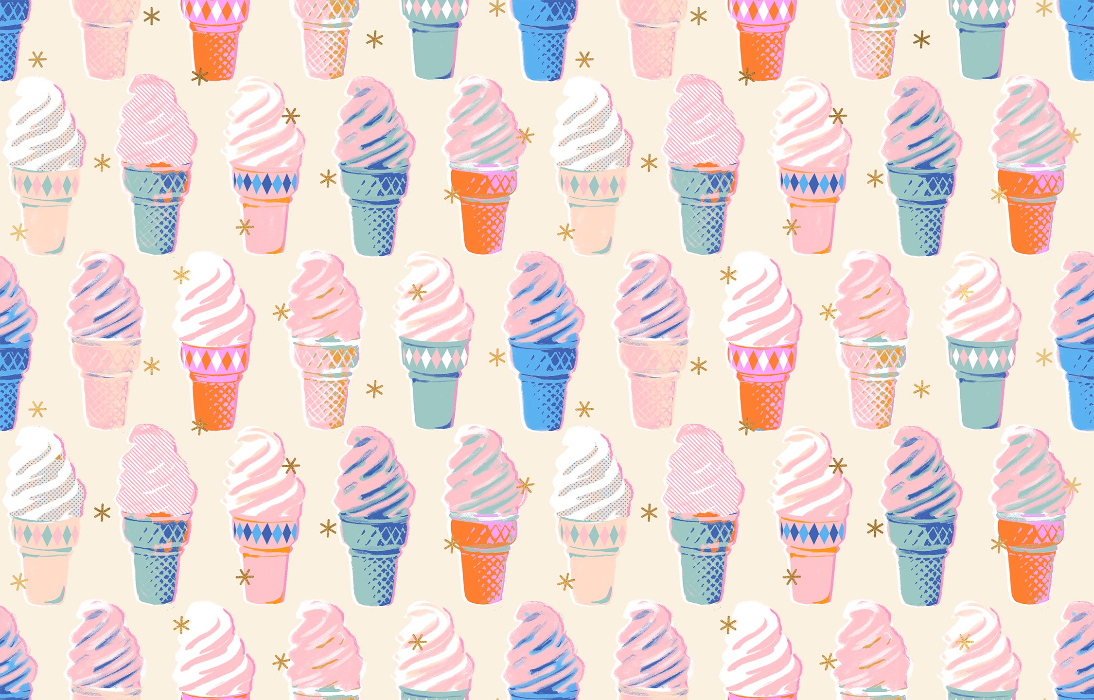 Best Day Ever Quilt Fabric by Ruby Star Society - Ice Cream in Metallic Natural - RS0105 11M