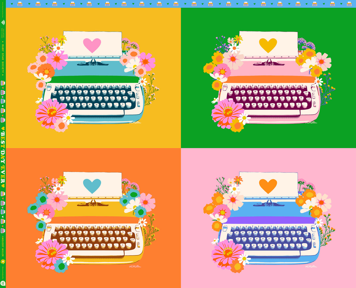 Best Day Ever Quilt Fabric by Ruby Star Society - Typewriter Panel in Multi - SOLD AS A 36" PANEL - RS0102 11