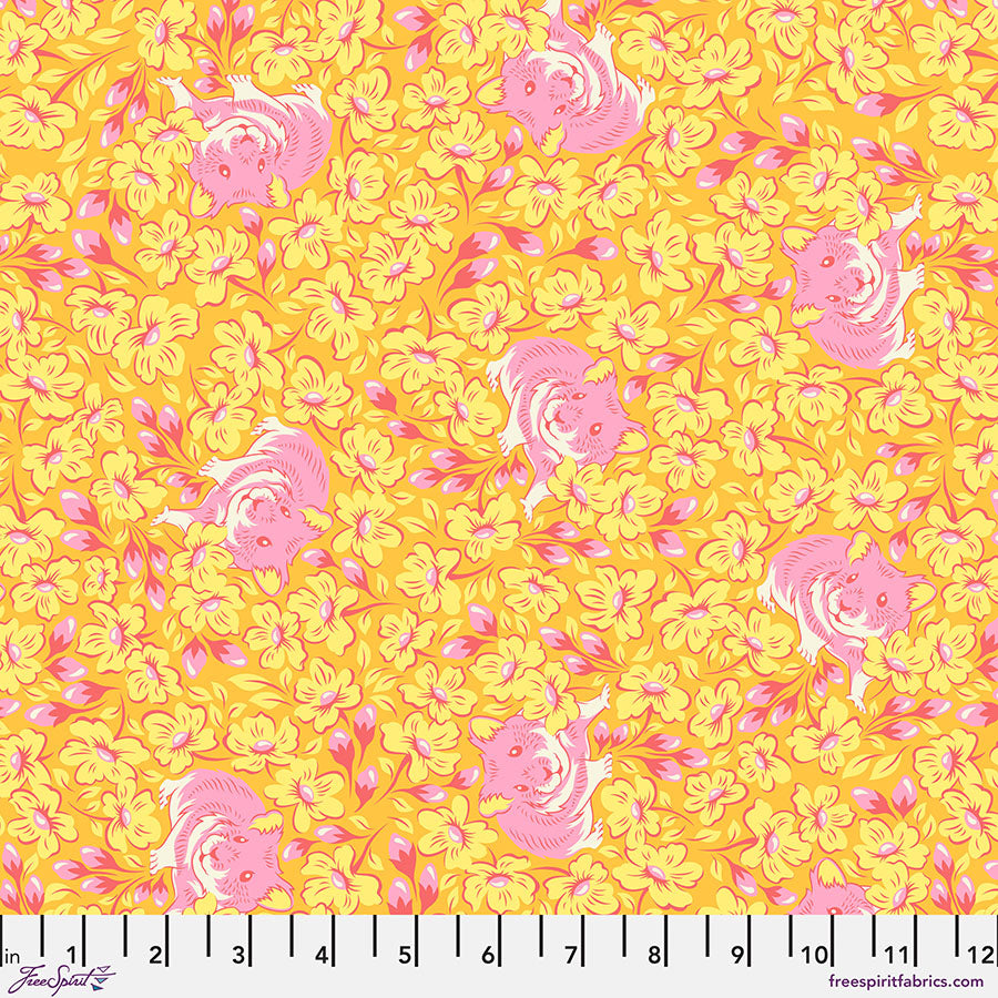 Besties Quilt Fabric by Tula Pink - Chubby Cheeks Hamsters in Buttercup Yellow - PWTP218.BUTTERCUP