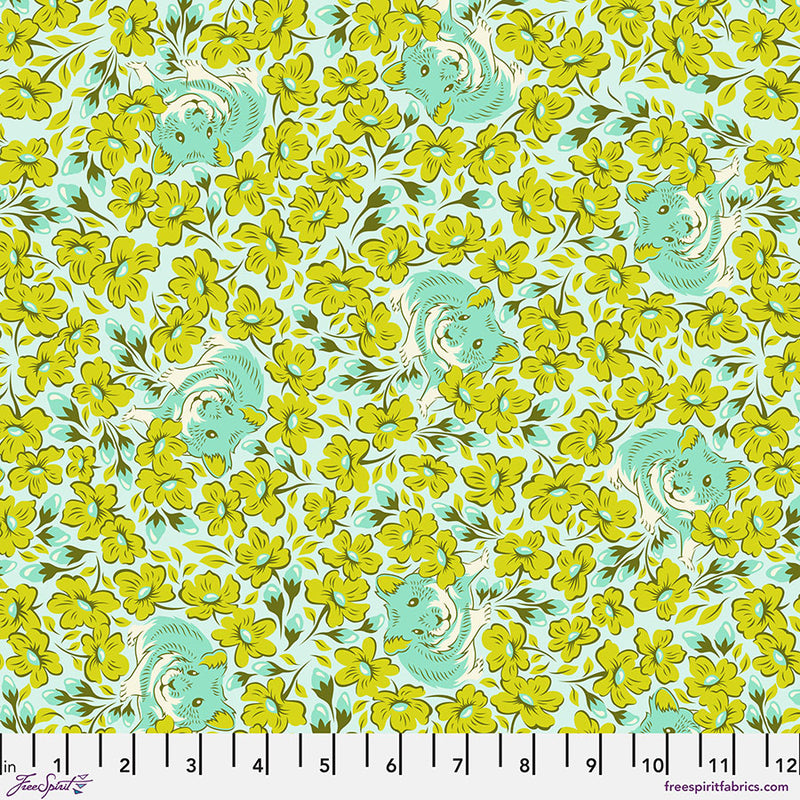 Besties Quilt Fabric by Tula Pink - Chubby Cheeks Hamsters in Clover Green/Aqua - PWTP218.CLOVER
