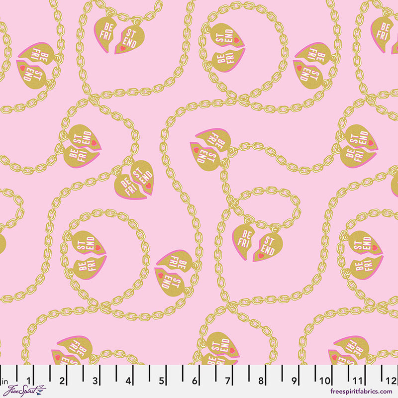 Besties Quilt Fabric by Tula Pink - Lil Charmer Necklace in Blossom Pink - PWTP219.BLOSSOM