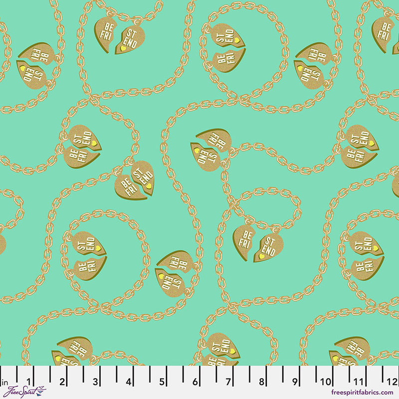 Besties Quilt Fabric by Tula Pink - Lil Charmer Necklace in Meadow Green - PWTP219.MEADOW