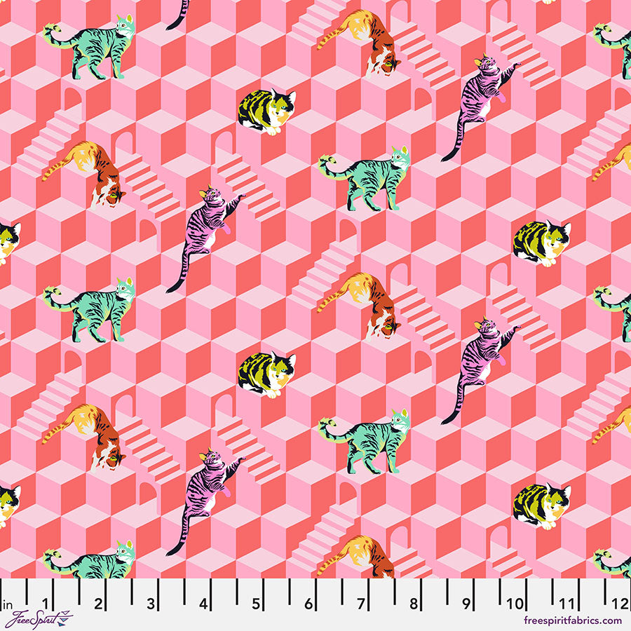 Besties Quilt Fabric by Tula Pink - Sitting Pretty Cats in Blossom Pink - PWTP217.BLOSSOM