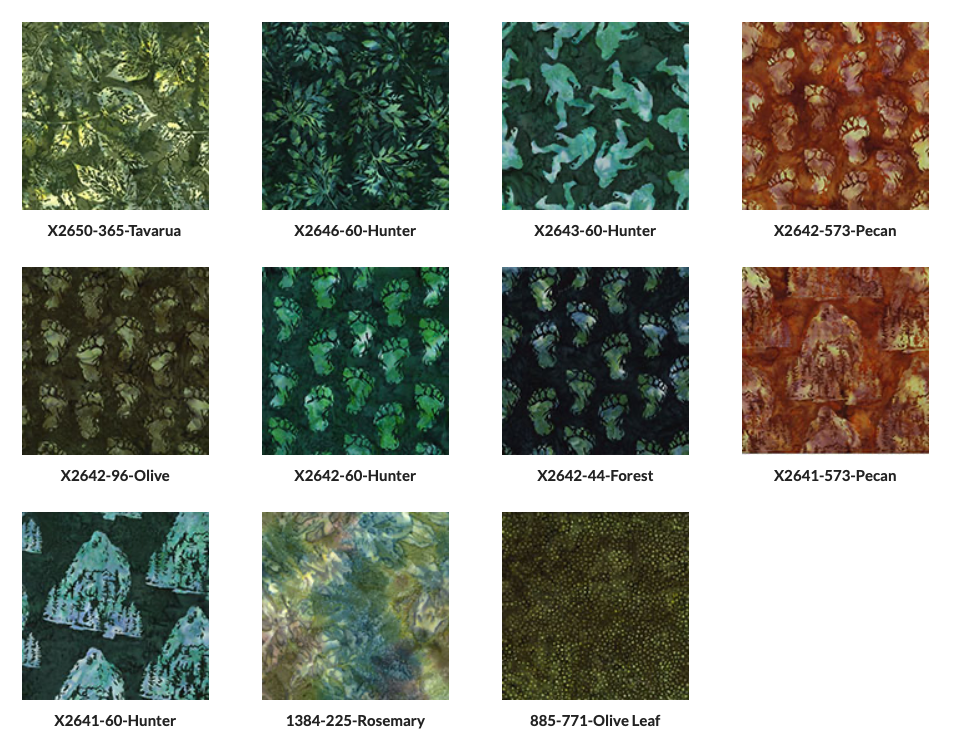 Big Foot Hoffman Bali Batik Quilt Fabric - 14 Piece Fat Quarter Bundle - FA25BFQ-44 FOREST