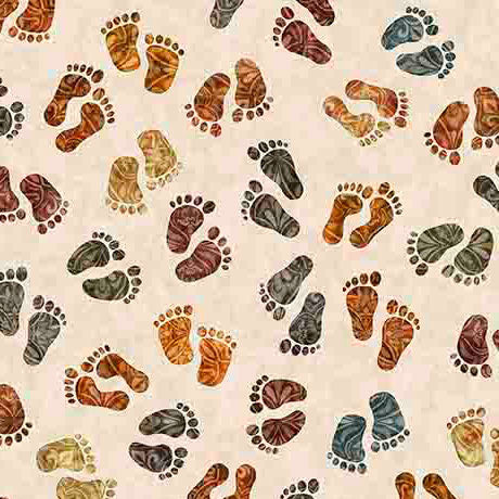Bigfoot Quilt Fabric - Bigfoot Footprints in Tan - 2600 30995 E