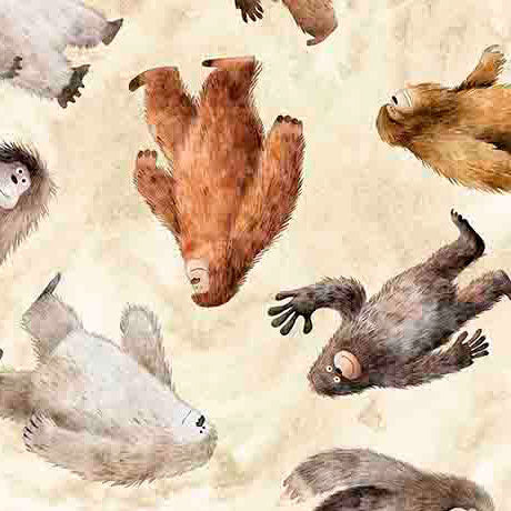 Bigfoot Quilt Fabric - Bigfoot Toss in Cream - 2600 30993 E