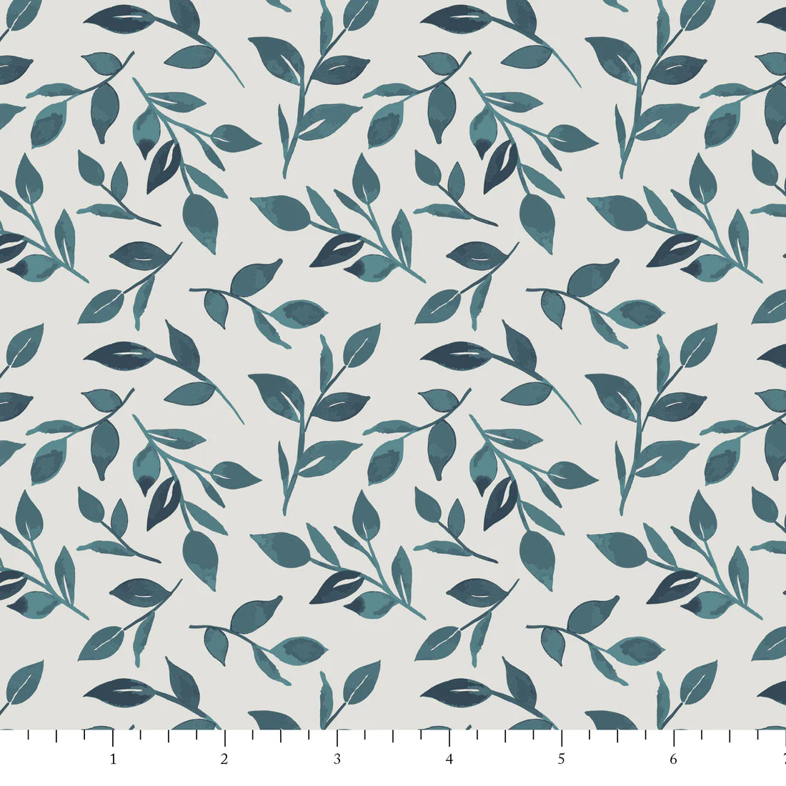 Birds and Bloom Quilt Fabric - Leafy Stems in Gray/Blue - PH0164