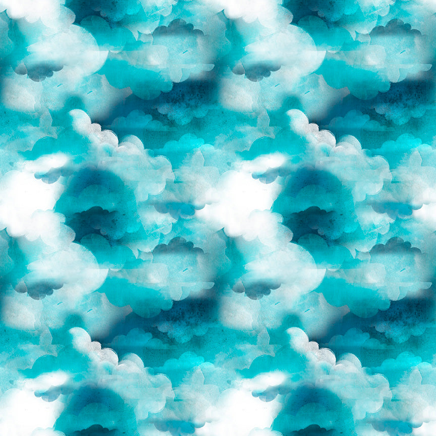 Blast Off Quilt Fabric - Sky with Clouds in Sky Blue - 2793-75