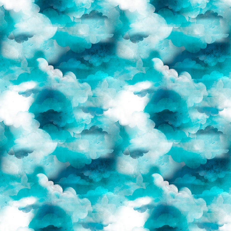 Blast Off Quilt Fabric - Sky with Clouds in Sky Blue - 2793-75