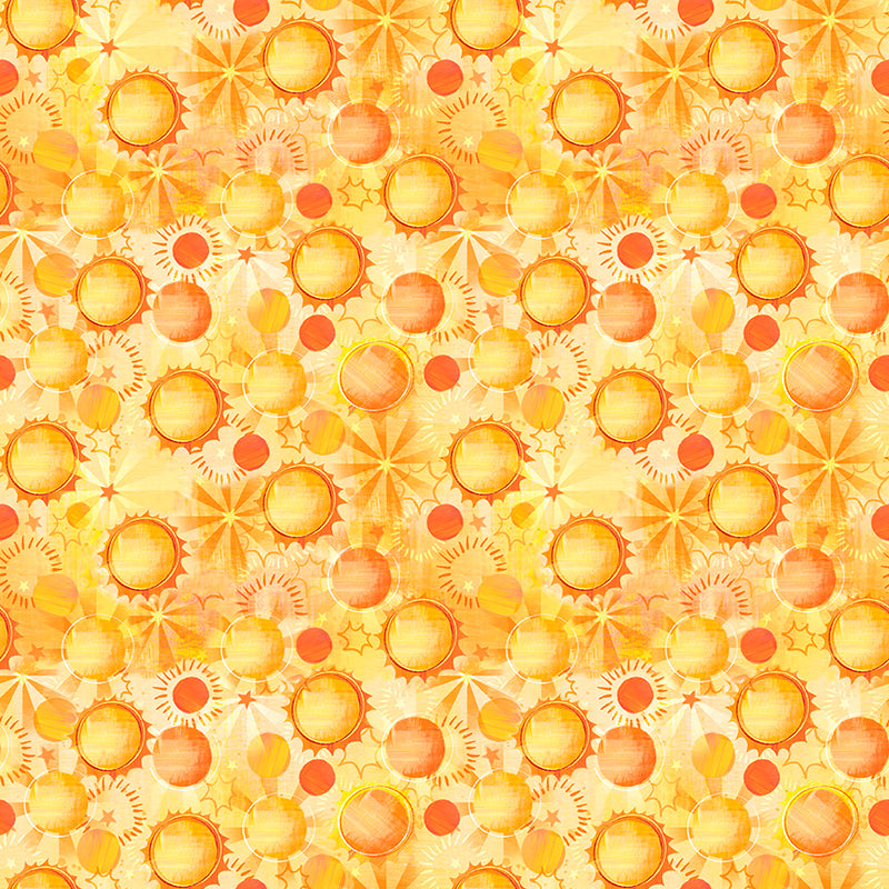 Blast Off Quilt Fabric - Suns in Yellow - 2791-44