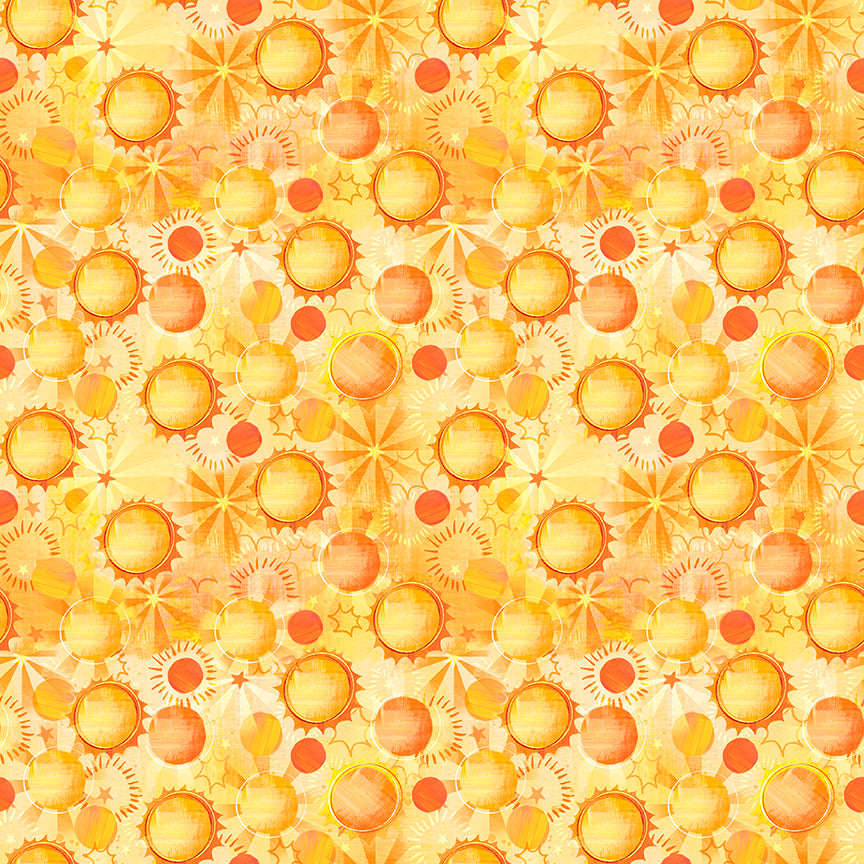 Blast Off Quilt Fabric - Suns in Yellow - 2791-44