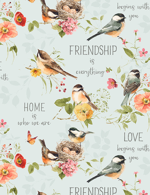 Blessed by Nature Quilt Fabric - Large Allover Birds in Blue - 3041-17811-427