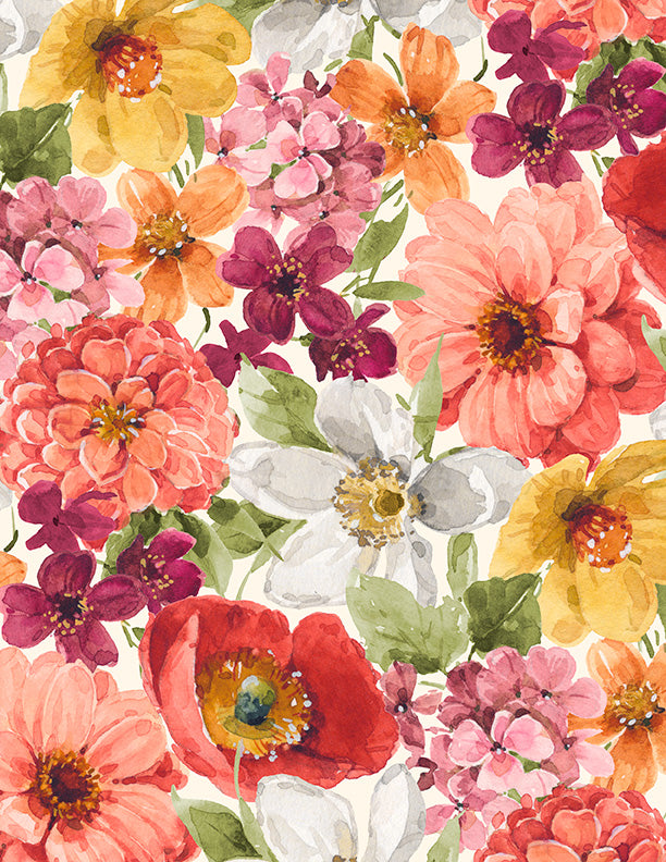 Blessed by Nature Quilt Fabric - Packed Florals in Multi - 3041-17809-287