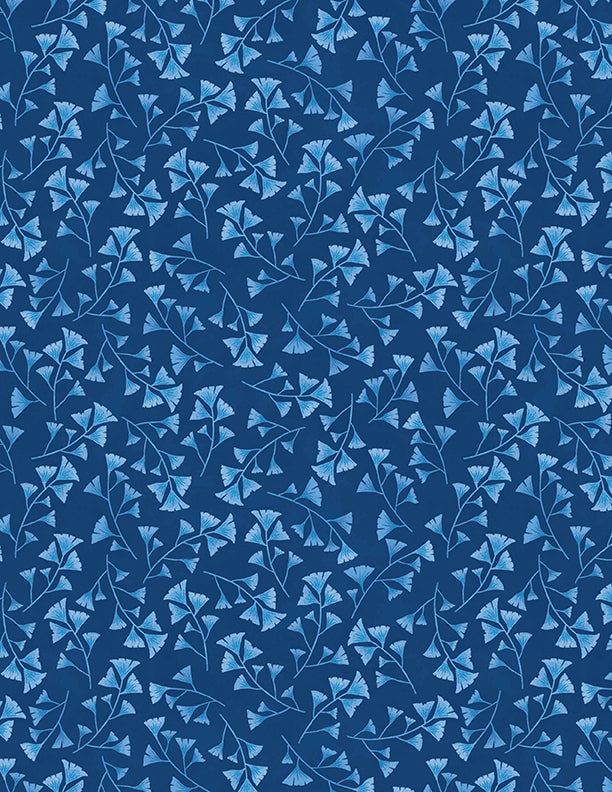 Blissful Blues Quilt Fabric - Ferns All Over in Navy Blue - 3074 49355 444