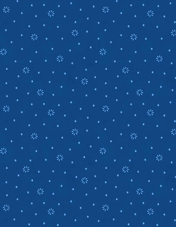 Blissful Blues Quilt Fabric - Floral Dot in Navy Blue - 3074 49358 444