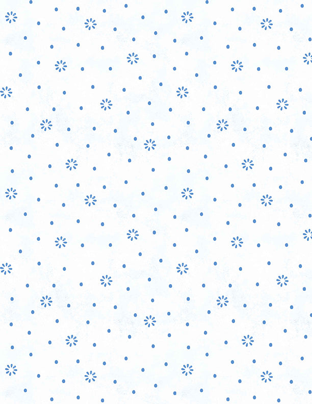 Blissful Blues Quilt Fabric - Floral Dot in White - 3074 49358 144