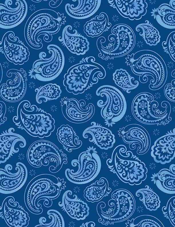 Blissful Blues Quilt Fabric - Paisley Toss in Blue - 3074 49354 444