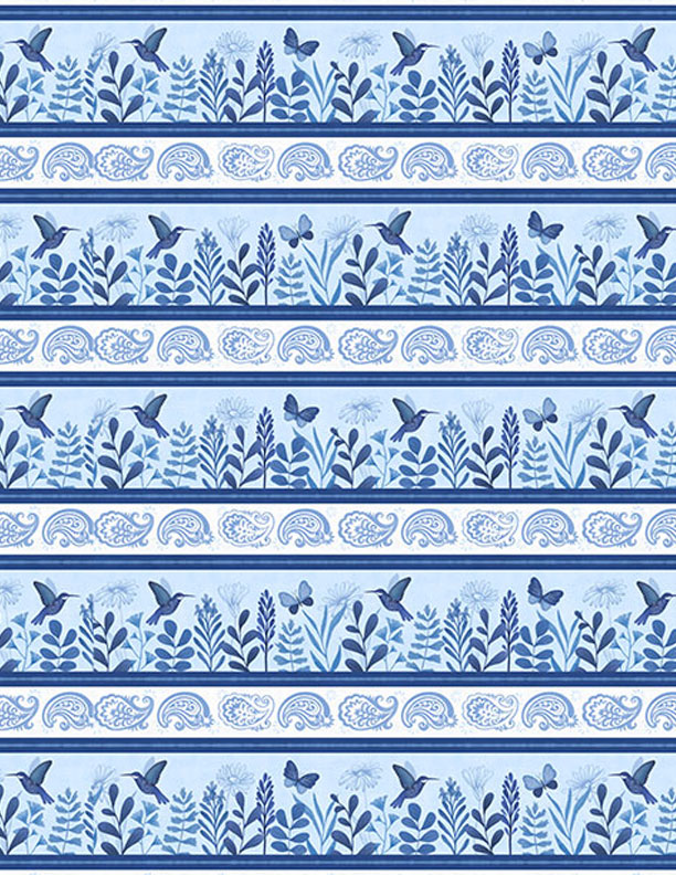 Blissful Blues Quilt Fabric - Repeating Stripe in Multi - 3074 49351 414
