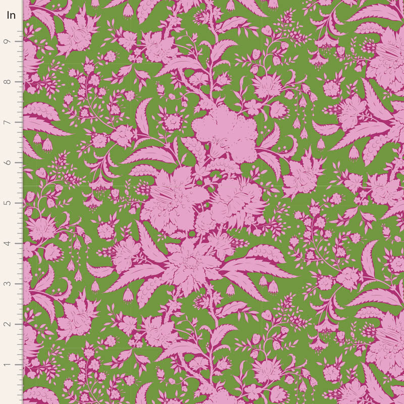Bloomsville Quilt Fabric by Tilda - Abloom Blender in Fern Green and Pink - 110082