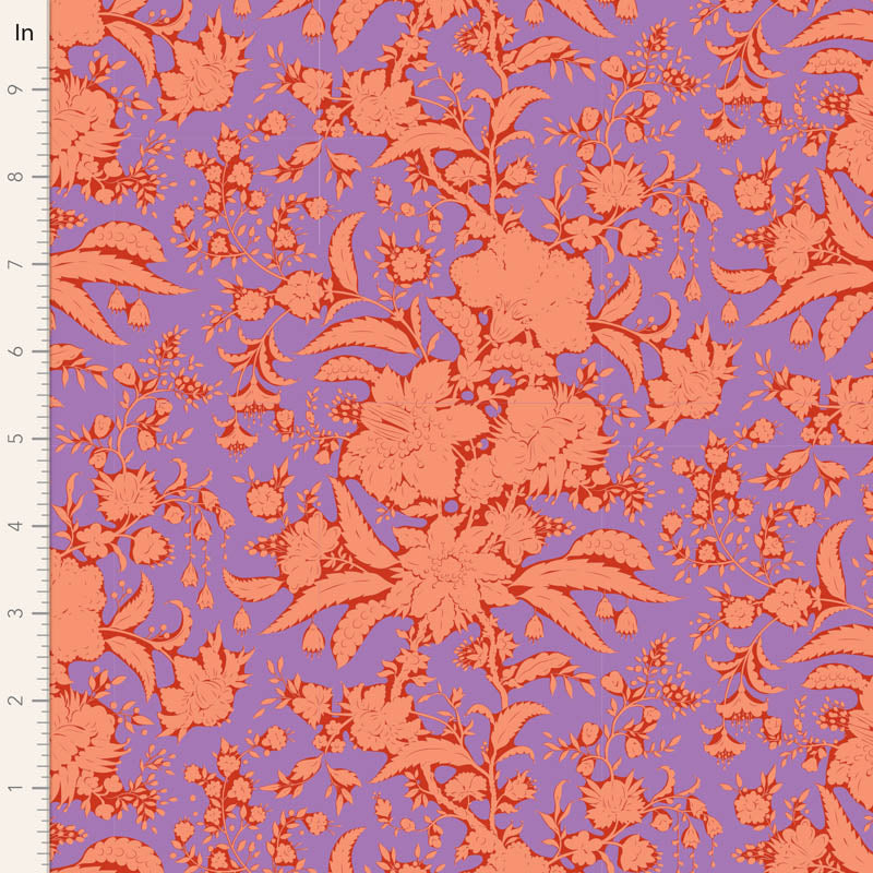 Bloomsville Quilt Fabric by Tilda - Abloom Blender in Iris Purple and Orange - 110077