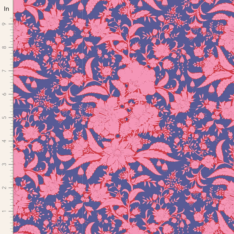 Bloomsville Quilt Fabric by Tilda - Abloom Blender in Prussian Blue and Pink - 110076