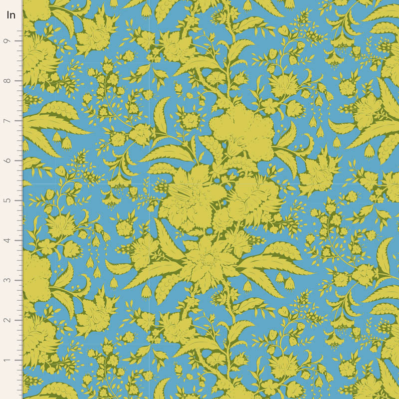 Bloomsville Quilt Fabric by Tilda - Abloom Blender in Sky Blue and Green - 110074