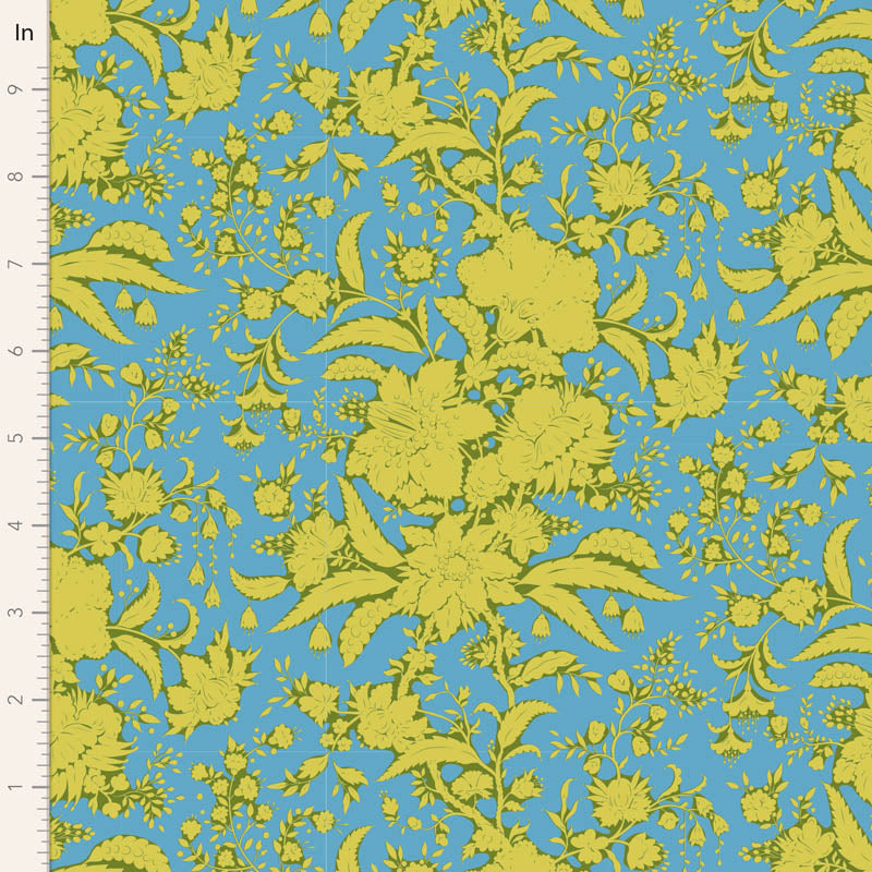 Bloomsville Quilt Fabric by Tilda - Abloom Blender in Sky Blue and Green - 110074
