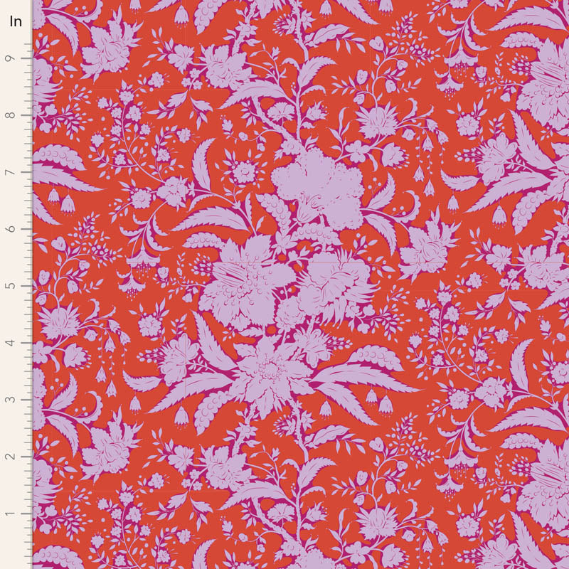 Bloomsville Quilt Fabric by Tilda - Abloom Blender in Tomato Red and Purple - 110079