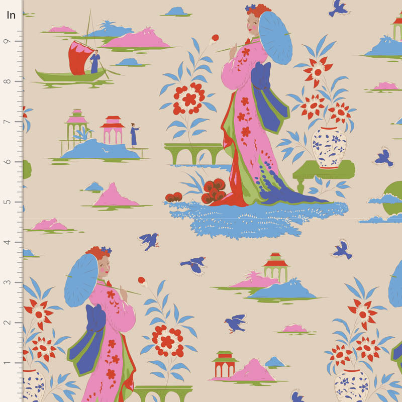 Bloomsville Quilt Fabric by Tilda - Garden Vista in Dove Gray - 100507