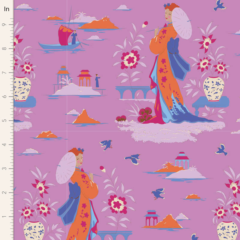 Bloomsville Quilt Fabric by Tilda - Garden Vista in Iris Purple - 100504