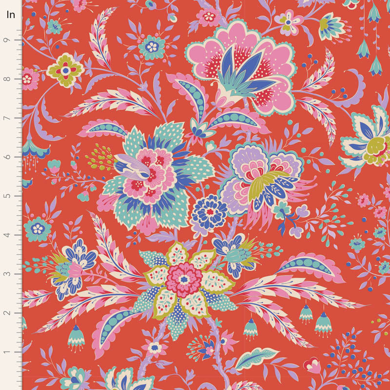 Bloomsville Quilt Fabric by Tilda - Late Bloomer in Tomato Red - 100501